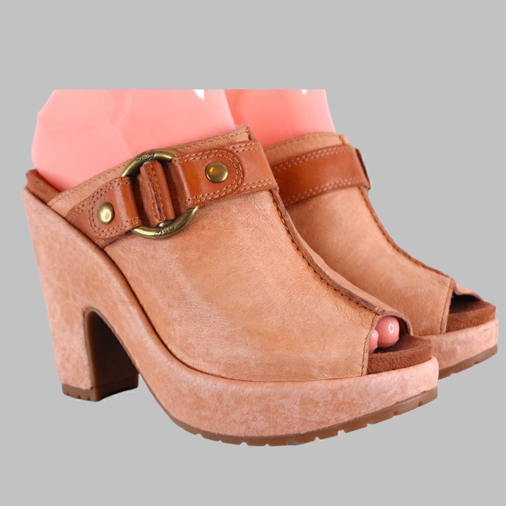 LUCKY BRAND Veronica Leather Mule Sandal Clogs in Light Brown Size 6